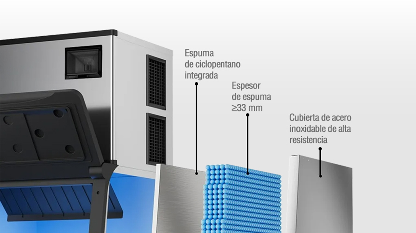 vista interna fabricadora de hielo